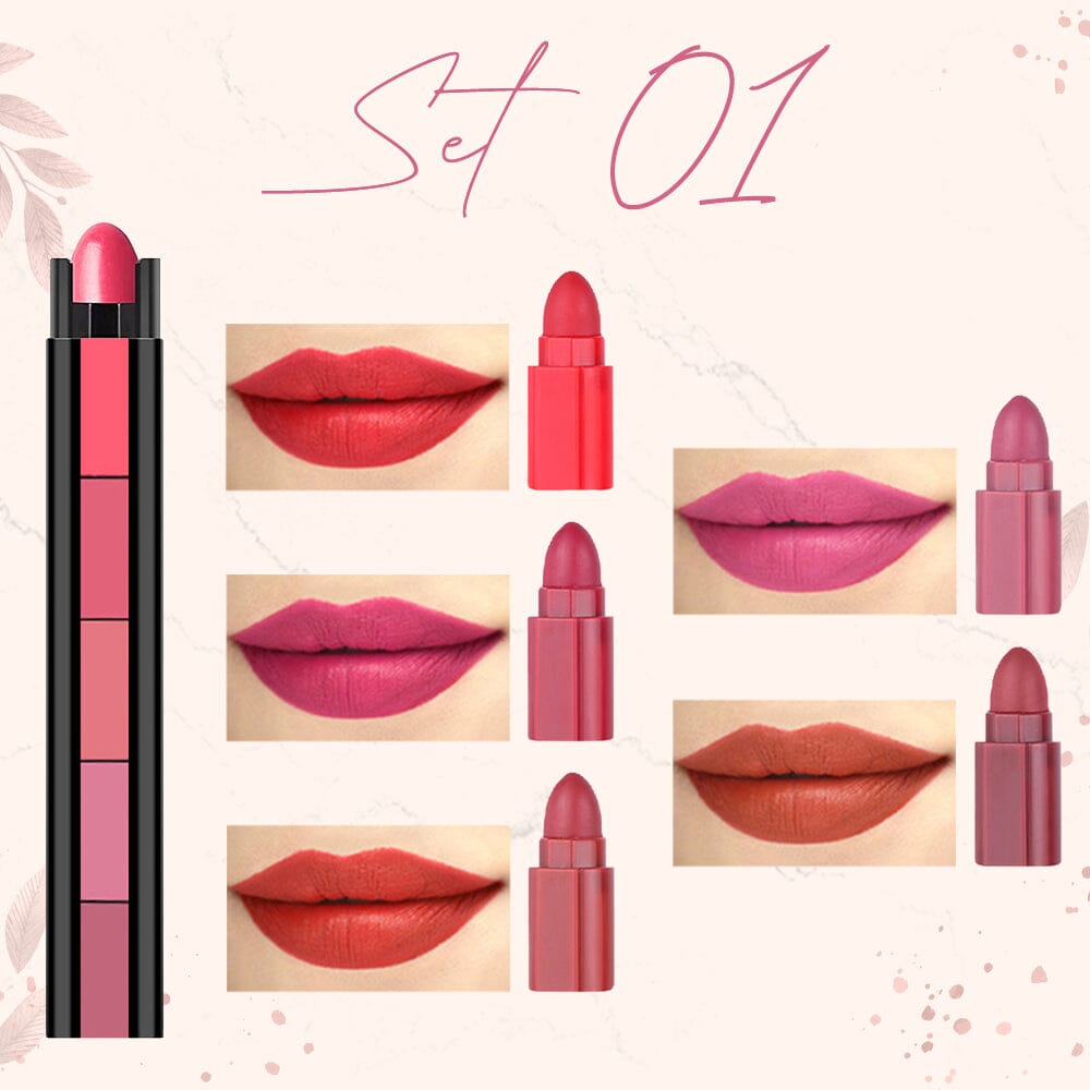 Snugvego 5 Color Velvet Matte Compact Lipstick
