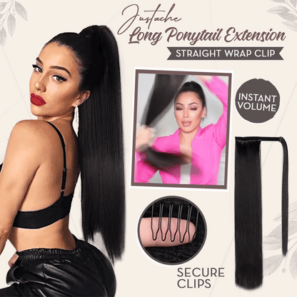 Snugvego Long Ponytail Extension Straight Wrap Clip